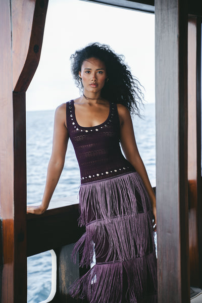Fringe Knit Maxi Dress
