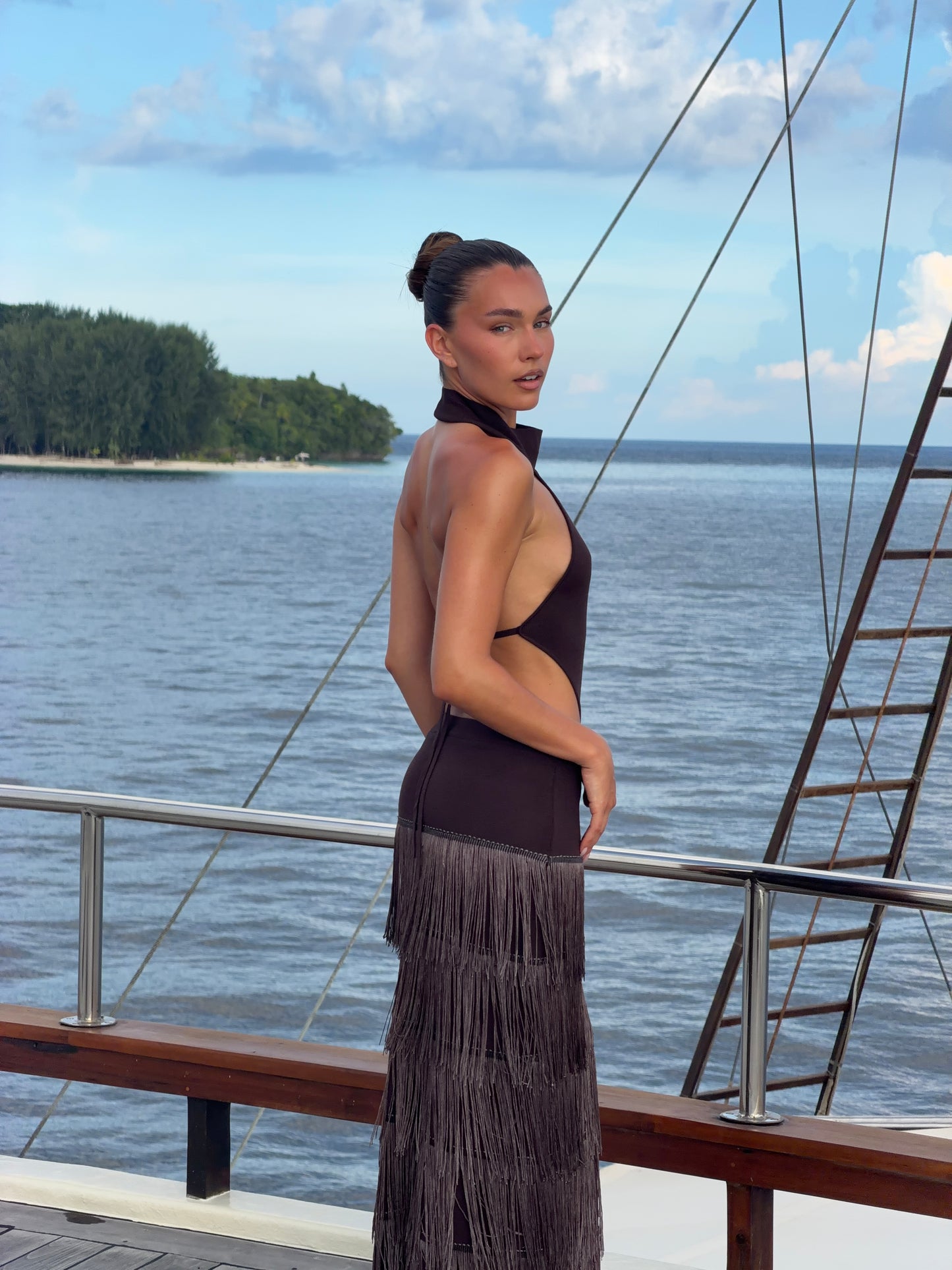 Halter Fringe Maxi Dress - product view 4