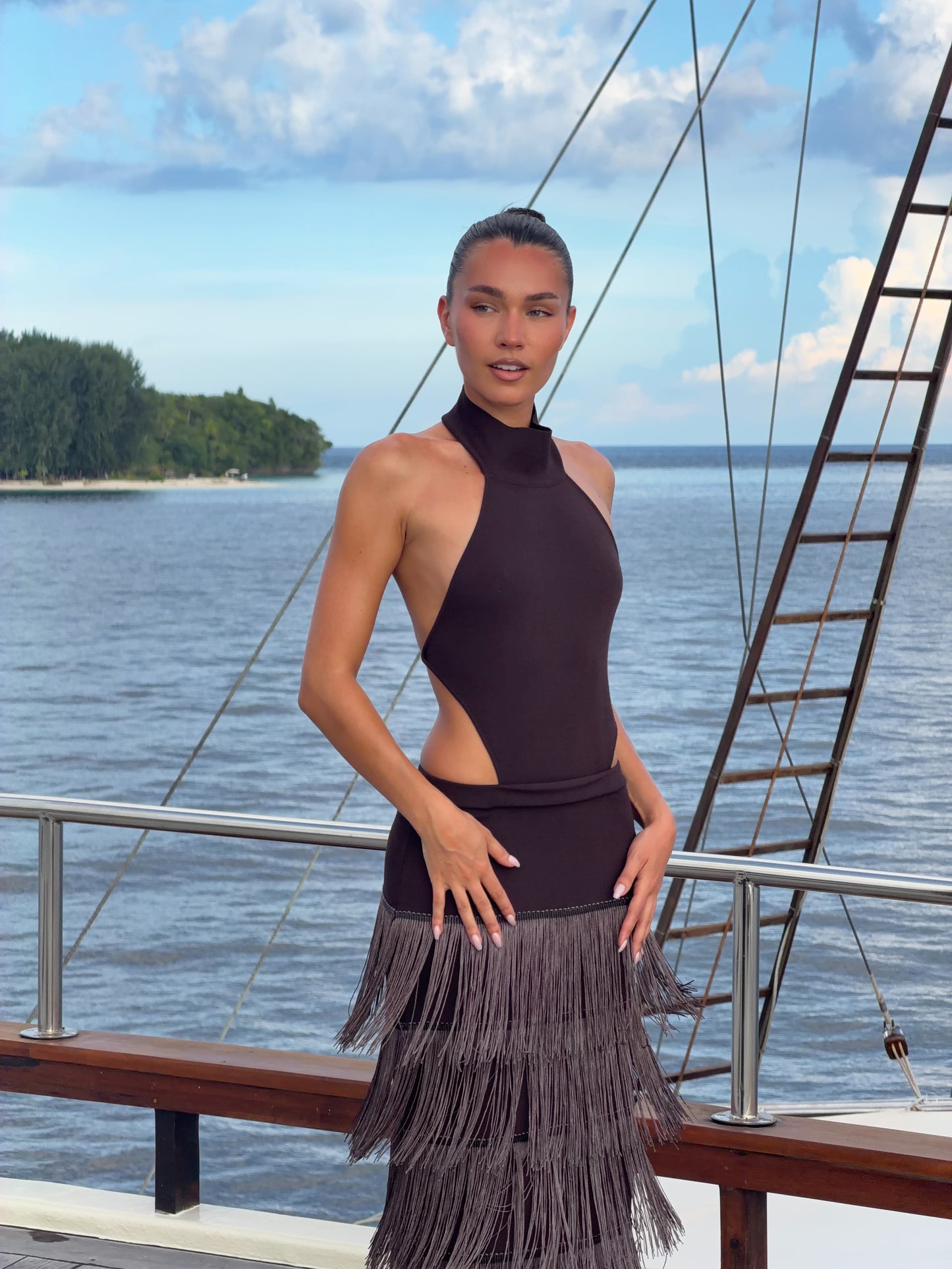 Halter Fringe Maxi Dress - product view 3