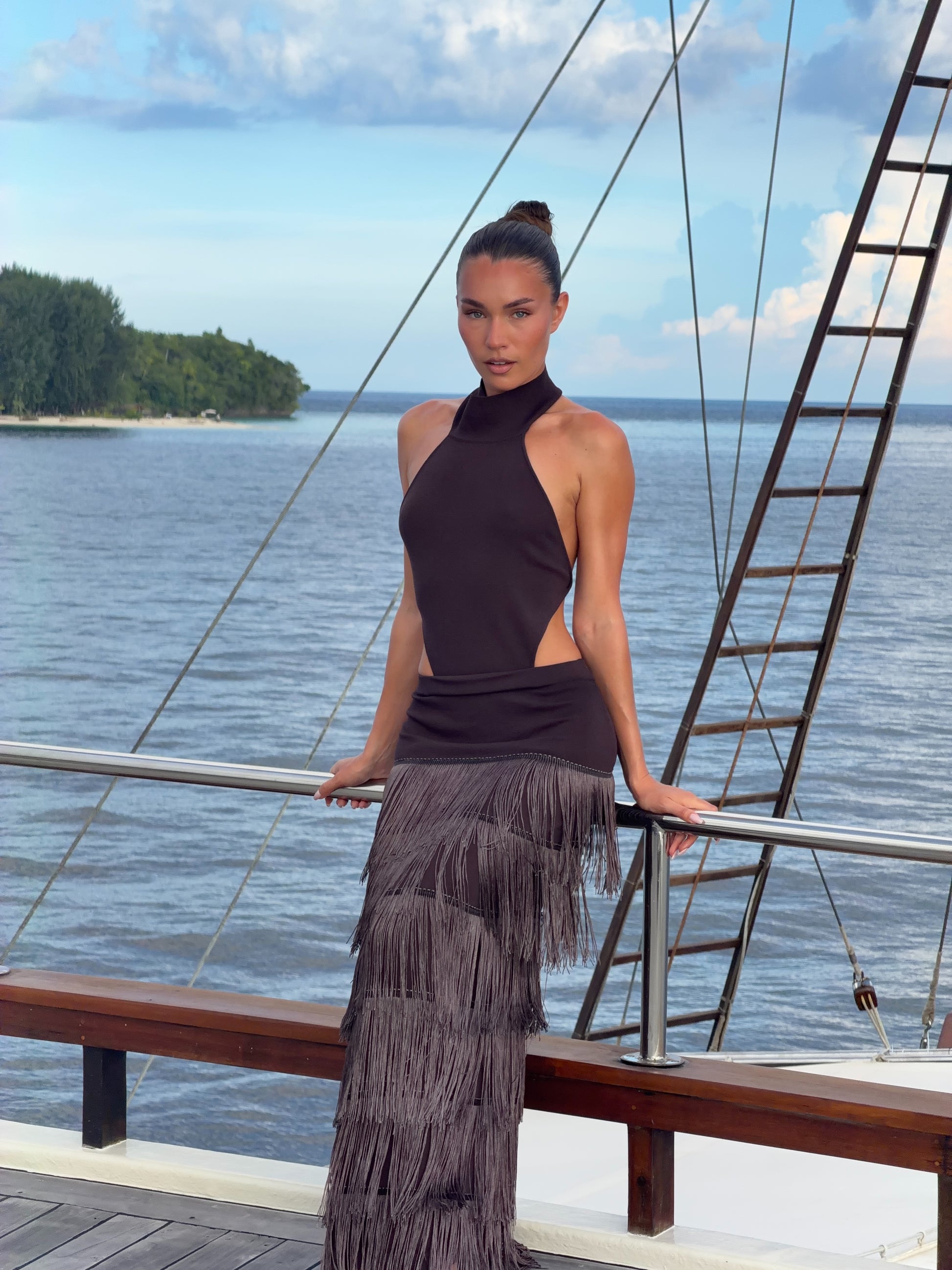 Halter Fringe Maxi Dress - product view 1