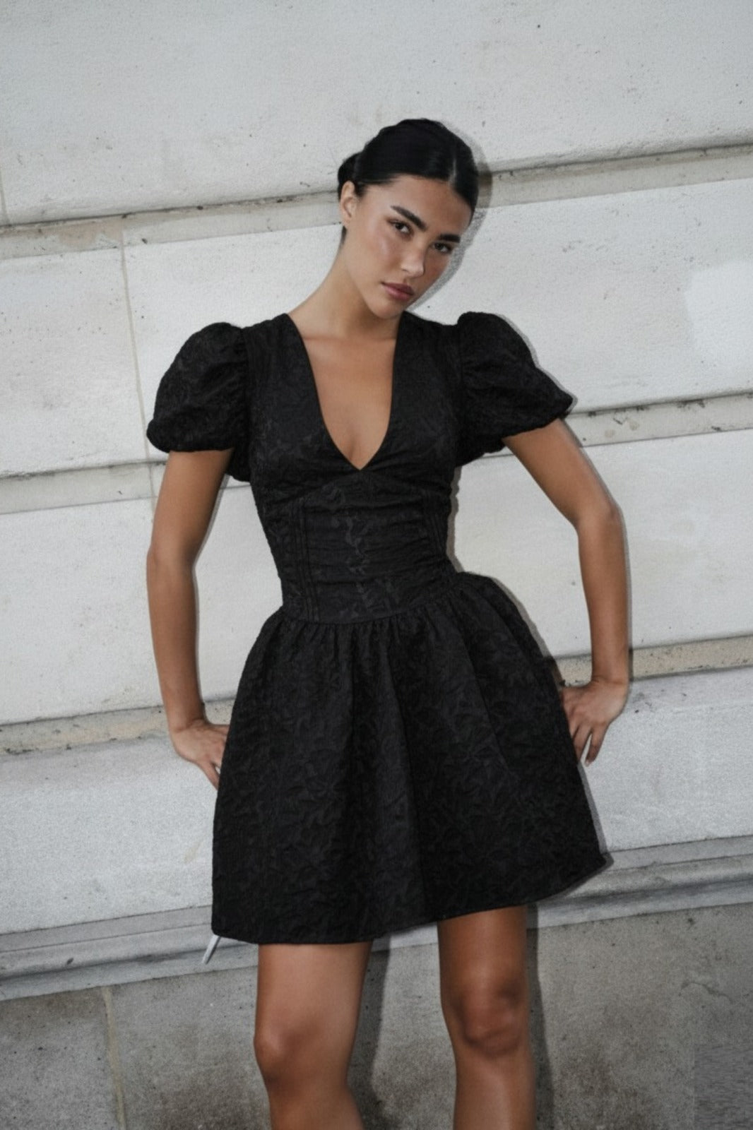 Structured Mini Puff Sleeved Dress - product view 1