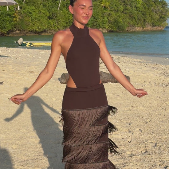 Halter Fringe Maxi Dress - product video 6