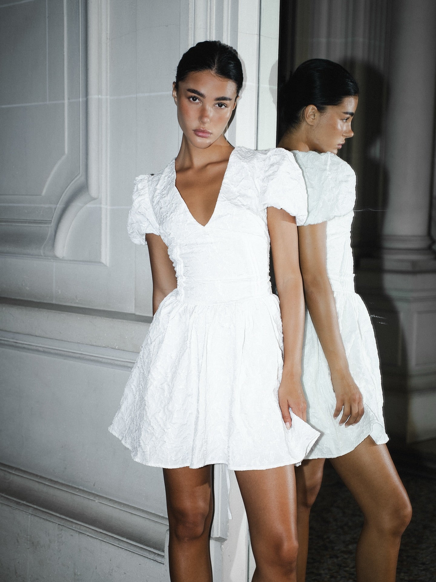 Structured Mini Puff Sleeved Dress - product view 3